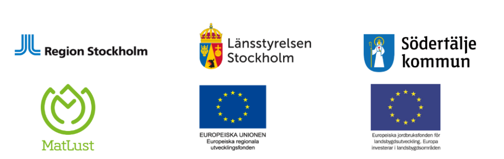 Loggor för Region Stockholm, Länsstyrelsen Stockholm, Södertälje kommun, MatLust, Europeiska regionala utvecklingsfonden samt Europeiska jordbruksfonden för landsbygdsutveckling